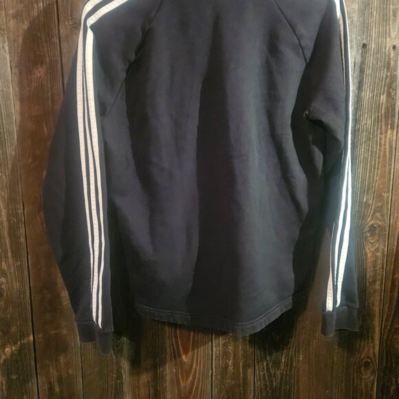 Adidas Essential 1/4 Zip Sweatshirt | Black w/ White Stripes | M - Picture 3 of 3